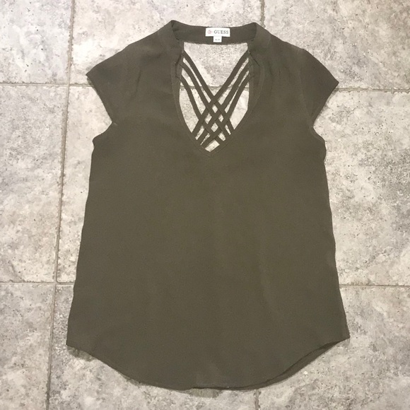 GUESS - dark & pale olive green blouse - Picture 2 of 7